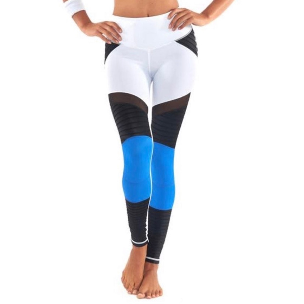 L'URV Colorblock Legging “shake your booty" Work Out Pants Blue White Black